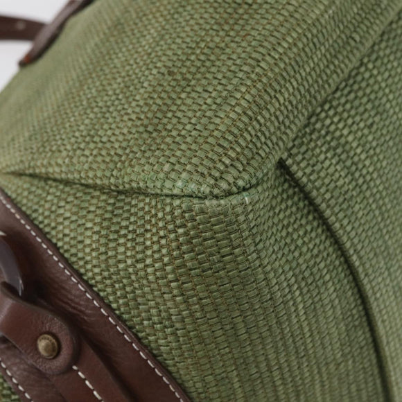 BURBERRY Blue Label Hand Bag straw Green Auth bs35195