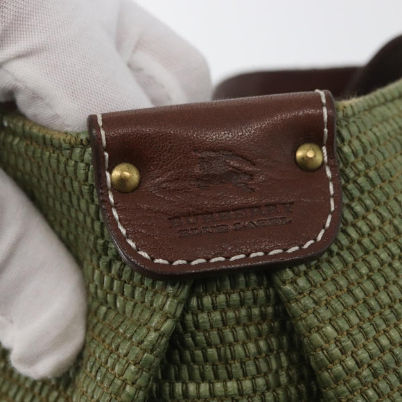 BURBERRY Blue Label Hand Bag straw Green Auth bs35195