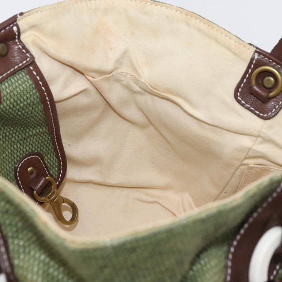 BURBERRY Blue Label Hand Bag straw Green Auth bs35195
