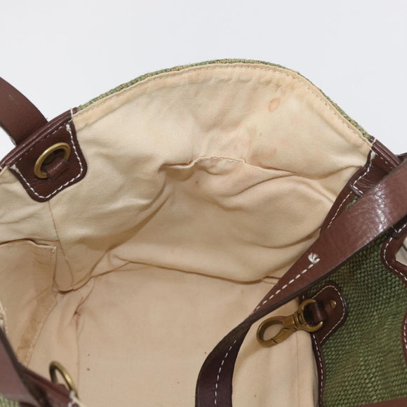 BURBERRY Blue Label Hand Bag straw Green Auth bs35195