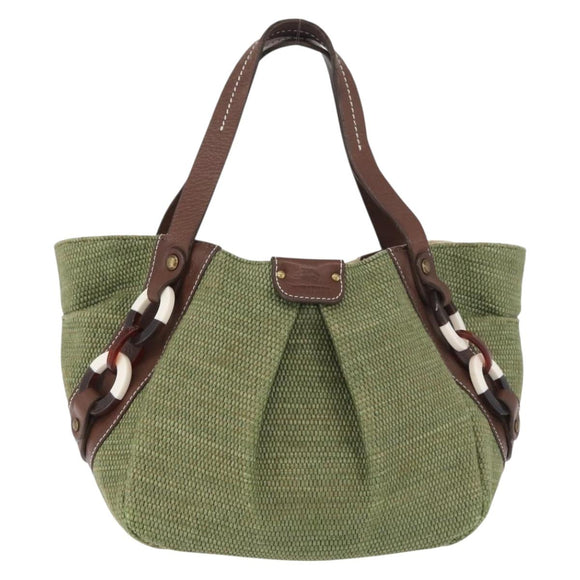 BURBERRY Blue Label Hand Bag straw Green Auth bs35195