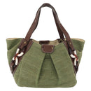 BURBERRY Blue Label Hand Bag straw Green Auth bs35195-2