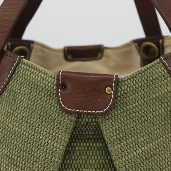 BURBERRY Blue Label Hand Bag straw Green Auth bs35195