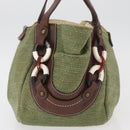 BURBERRY Blue Label Hand Bag straw Green Auth bs35195-4