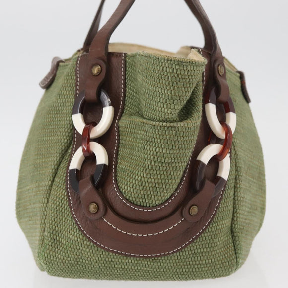 BURBERRY Blue Label Hand Bag straw Green Auth bs35195