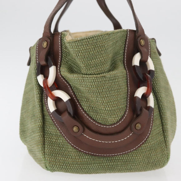 BURBERRY Blue Label Hand Bag straw Green Auth bs35195