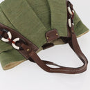 BURBERRY Blue Label Hand Bag straw Green Auth bs35195-7