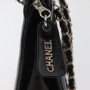 CHANEL Matelasse Chain Hand Bag Patent leather Black Silver CC Auth bs35206-10