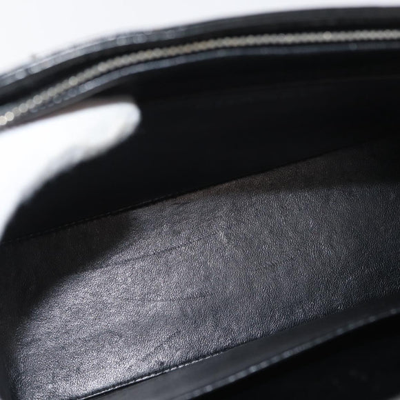 CHANEL Matelasse Chain Hand Bag Patent leather Black Silver CC Auth bs35206