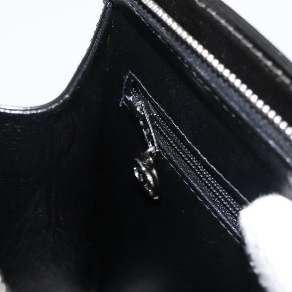 CHANEL Matelasse Chain Hand Bag Patent leather Black Silver CC Auth bs35206