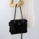 CHANEL Matelasse Chain Hand Bag Patent leather Black Silver CC Auth bs35206-22