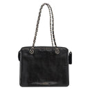 CHANEL Matelasse Chain Hand Bag Patent leather Black Silver CC Auth bs35206-2