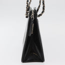 CHANEL Matelasse Chain Hand Bag Patent leather Black Silver CC Auth bs35206-4
