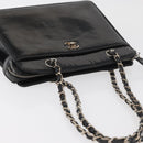 CHANEL Matelasse Chain Hand Bag Patent leather Black Silver CC Auth bs35206-6