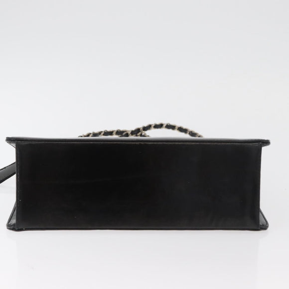 CHANEL Matelasse Chain Hand Bag Patent leather Black Silver CC Auth bs35206