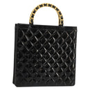 CHANEL Matelasse Chain Tote Bag Patent leather Black Gold CC Auth bs35207-1