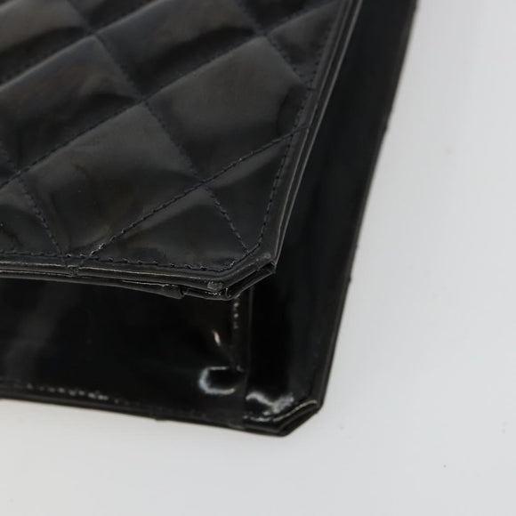 CHANEL Matelasse Chain Tote Bag Patent leather Black Gold CC Auth bs35207