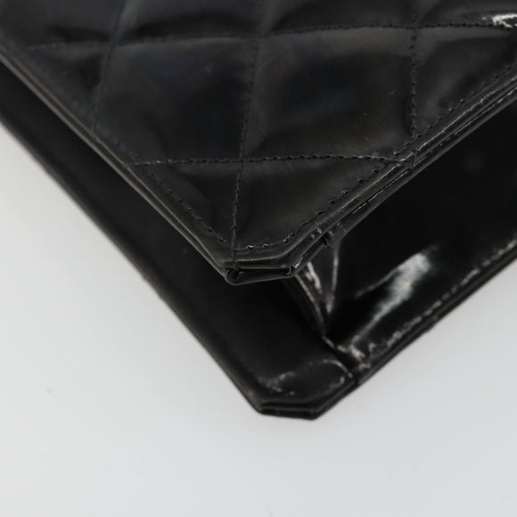 CHANEL Matelasse Chain Tote Bag Patent leather Black Gold CC Auth bs35207