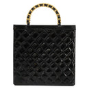 CHANEL Matelasse Chain Tote Bag Patent leather Black Gold CC Auth bs35207-13