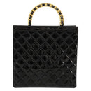 CHANEL Matelasse Chain Tote Bag Patent leather Black Gold CC Auth bs35207-2