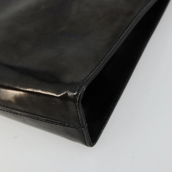 Salvatore Ferragamo Gancini Chain Bag Patent leather Black Gold Auth bs35209
