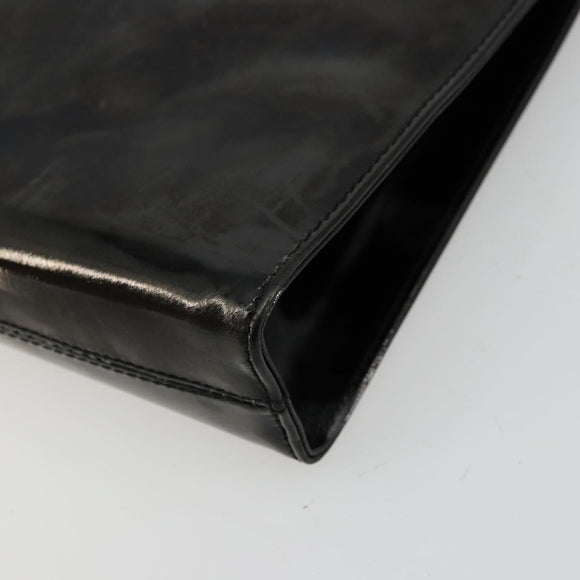Salvatore Ferragamo Gancini Chain Bag Patent leather Black Gold Auth bs35209