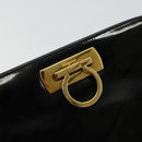 Salvatore Ferragamo Gancini Chain Bag Patent leather Black Gold Auth bs35209-17