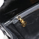 Salvatore Ferragamo Gancini Chain Bag Patent leather Black Gold Auth bs35209-20