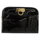 Salvatore Ferragamo Gancini Chain Bag Patent leather Black Gold Auth bs35209-13