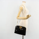 Salvatore Ferragamo Gancini Chain Bag Patent leather Black Gold Auth bs35209-21