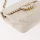 CHANEL Mini Mini Matelasse Chain Pouch Lamb Skin White Gold CC Auth bs35212-14