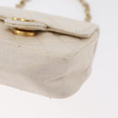 CHANEL Mini Mini Matelasse Chain Pouch Lamb Skin White Gold CC Auth bs35212-15