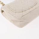 CHANEL Mini Mini Matelasse Chain Pouch Lamb Skin White Gold CC Auth bs35212-16