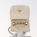 CHANEL Mini Mini Matelasse Chain Pouch Lamb Skin White Gold CC Auth bs35212-11