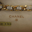 CHANEL Mini Mini Matelasse Chain Pouch Lamb Skin White Gold CC Auth bs35212-18