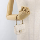 CHANEL Mini Mini Matelasse Chain Pouch Lamb Skin White Gold CC Auth bs35212-22