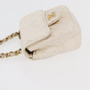 CHANEL Mini Mini Matelasse Chain Pouch Lamb Skin White Gold CC Auth bs35212-4