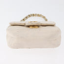 CHANEL Mini Mini Matelasse Chain Pouch Lamb Skin White Gold CC Auth bs35212-5