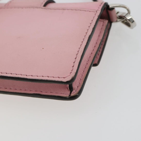 FENDI Schoudertasje Leer Roze Zilver Authentiek bs35213A
