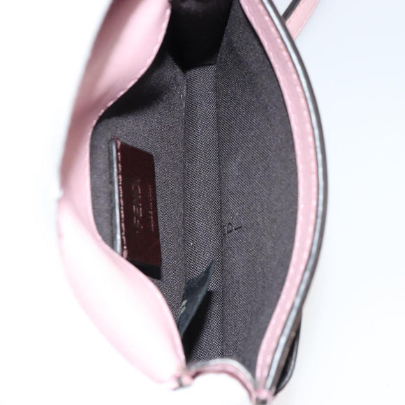 FENDI Schoudertasje Leer Roze Zilver Authentiek bs35213A
