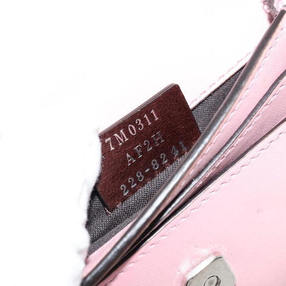 FENDI Schoudertasje Leer Roze Zilver Authentiek bs35213A