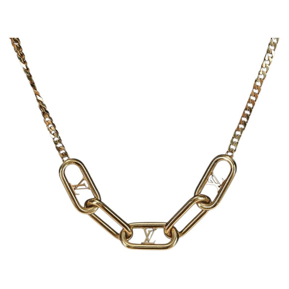 LOUIS VUITTON Chain Collier Signature Necklace metal Gold M00324 Auth bs35219M