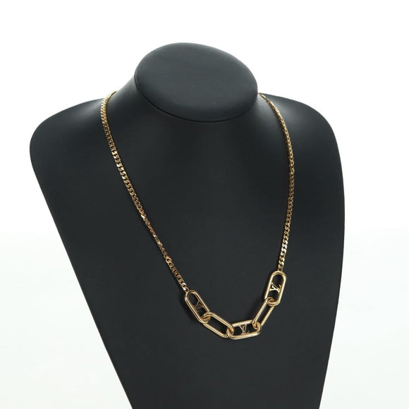 LOUIS VUITTON Chain Collier Signature Necklace metal Gold M00324 Auth bs35219M