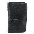 CHANEL Wallet Leather 4 Set Orange Pink black CC Auth bs35220-2