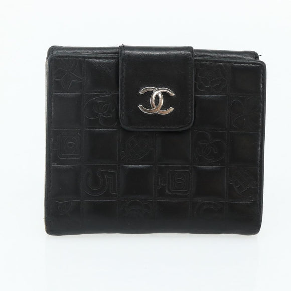 CHANEL Wallet Leather 4 Set Orange Pink black CC Auth bs35220