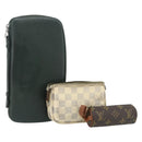 LOUIS VUITTON Damier Azur Monogram Taiga Etui 3-delig Epicea LV Auth bs35222-1