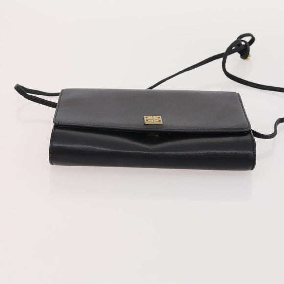 GIVENCHY Barry Shoulder Bag Leather 4 Set Black Gold Silver Auth bs35228
