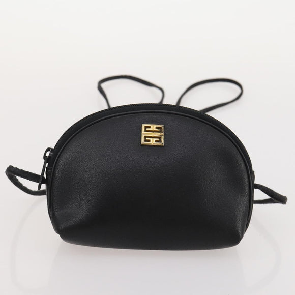 GIVENCHY Barry Shoulder Bag Leather 4 Set Black Gold Silver Auth bs35228