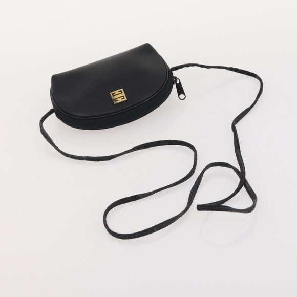 GIVENCHY Barry Shoulder Bag Leather 4 Set Black Gold Silver Auth bs35228