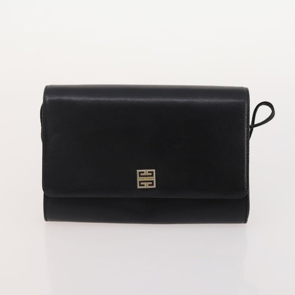 GIVENCHY Barry Shoulder Bag Leather 4 Set Black Gold Silver Auth bs35228